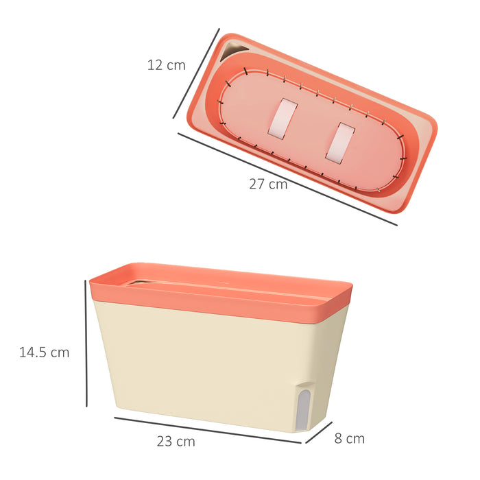Set of 3 Self Watering Rectangular Planters 27cm with Water Level Window by Outsunny