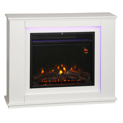 Electric Fireplace with Remote Timer and 12 Colour Flame for Living Room Heating White