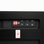 Close-up of the red LED display and touch buttons on the control panel