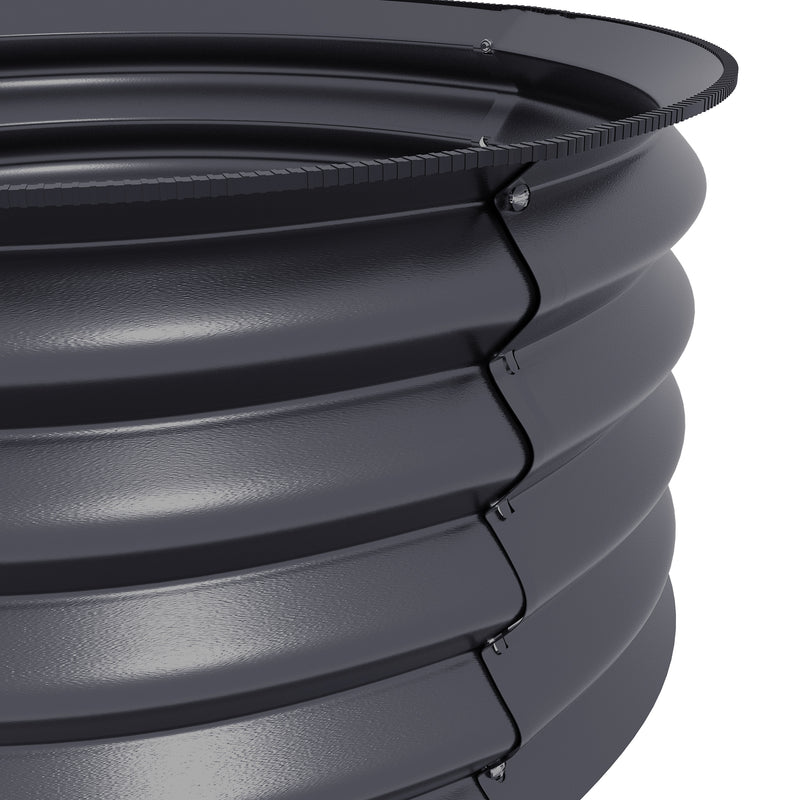 Set of 2 Raised Metal Garden Beds in Dark Grey with Safety Edging Easy to Assemble