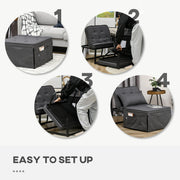 Folding Sleeper Chair Bed with Adjustable Backrest and Side Pockets for Lounge Use Charcoal Grey