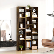 Tall Wooden 21 Cube Bookcase With Open Storage Shelves For Home Office Brown AOSOM