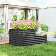 Two Tier Galvanised Steel Garden Planter Dark Grey by Outsunny
