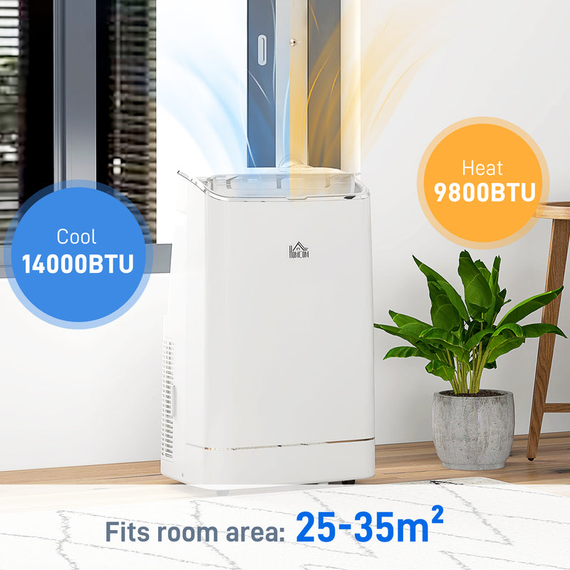 14000 BTU Smart WiFi Mobile Air Conditioner With Dehumidifier For Rooms Up To 35m2 White