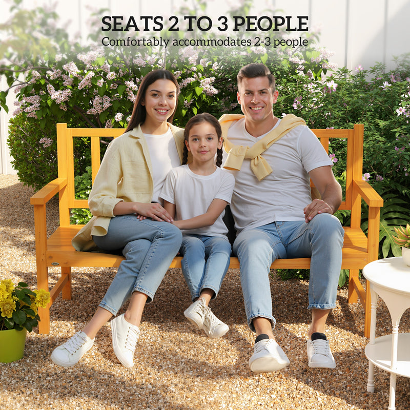 Outsunny Wooden Bench with Liftable Middle Table, Outdoor Bench, Patio Loveseat for Porch, Garden, Seats 2-3 People AOSOM