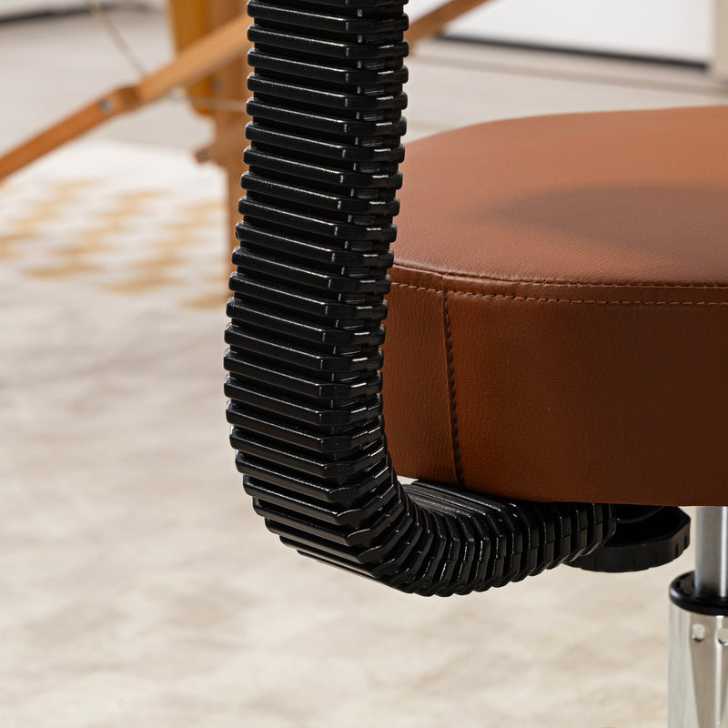 Swivel Salon Chair with Adjustable Height and Padded Seat for Hairdressers Brown