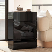Chest of Drawers with 4 Spacious Handleless Storage Drawers for Bedroom Organisation High Gloss Black AOSOM