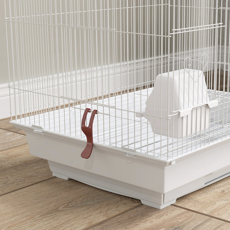 White Bird Cage for Budgies Finches Canaries with Accessories Toys and Tray by PawHut
