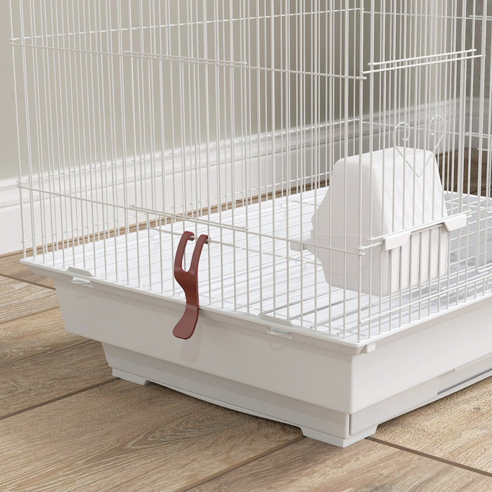 White Bird Cage for Budgies Finches Canaries with Accessories Toys and Tray by PawHut