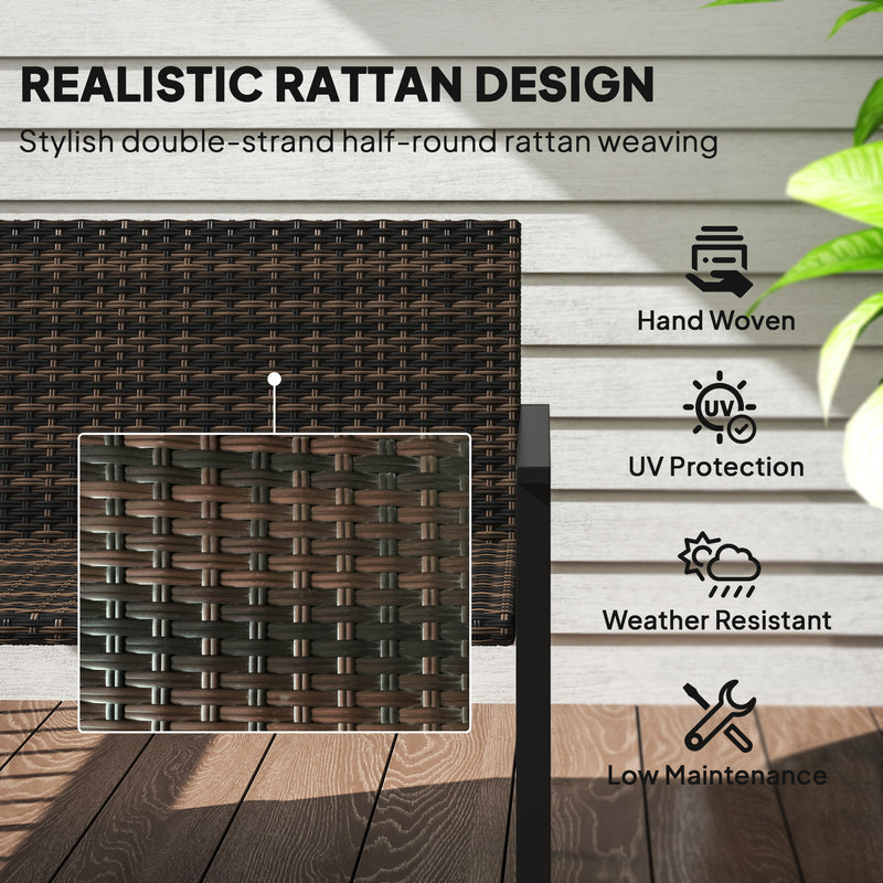 2 Seater Rattan Garden Bench with Cushions and Steel Frame for Patio or Park by Outsunny