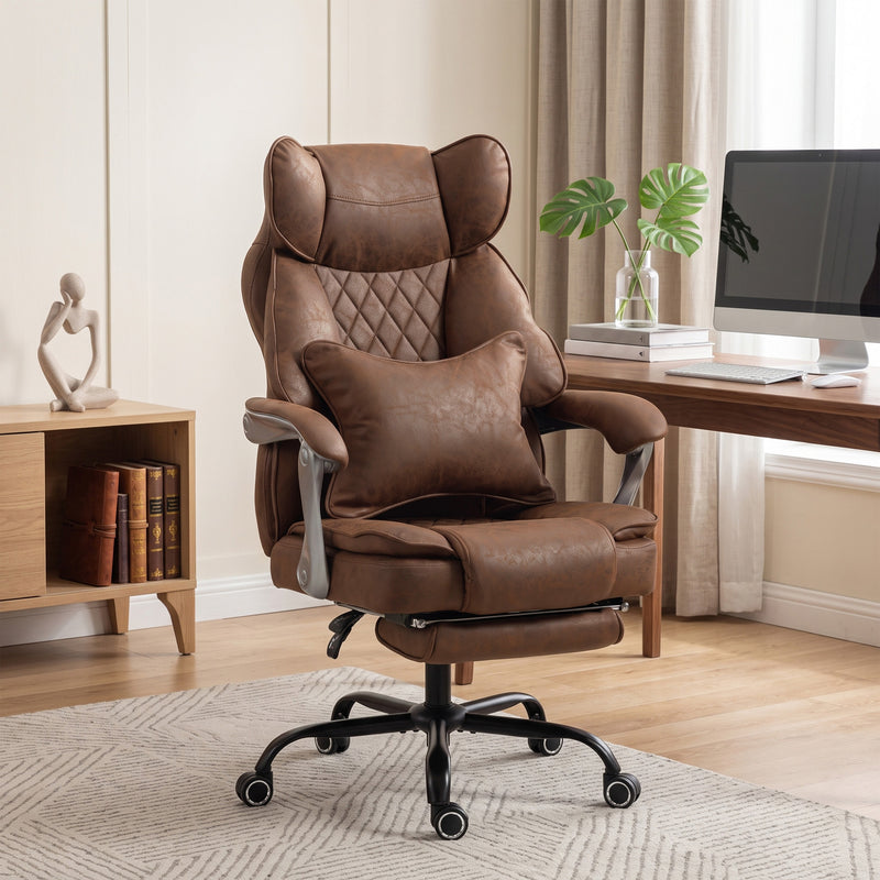 Office Chair for Tall and Large Adults with Wide Seat Reclining Back and Lumbar Support Dark Brown