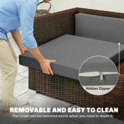 Garden Loveseat Cushion Set for Comfortable Outdoor Seating with Washable Covers Dark Grey Outsunny