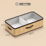 Dimensions diagram of the under bed storage box: 78.5 x 43 x 23 cm, 10kg max load