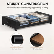 Cutaway view of the steel tube frame and MDF bottom board supporting up to 10 kg
