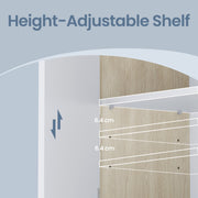 Cutaway close-up of the height-adjustable inner shelf moving in 6.4 cm steps
