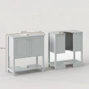 Dimensions diagram of the light blue under sink cabinet showing 80 cm wide, 40 cm deep and 80 cm high