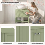 Style panel showing the green tabletop, green cabinet body and silver-tone handles