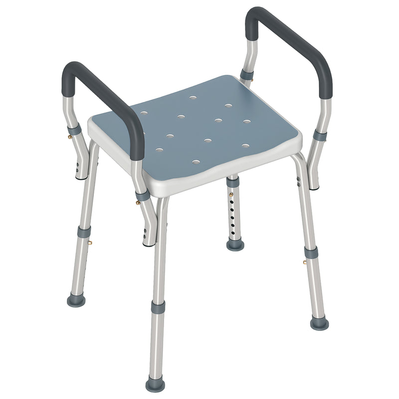 Adjustable Aluminium Bath Seat With Non Slip Legs For Elderly Or Disabled Users, Light Blue