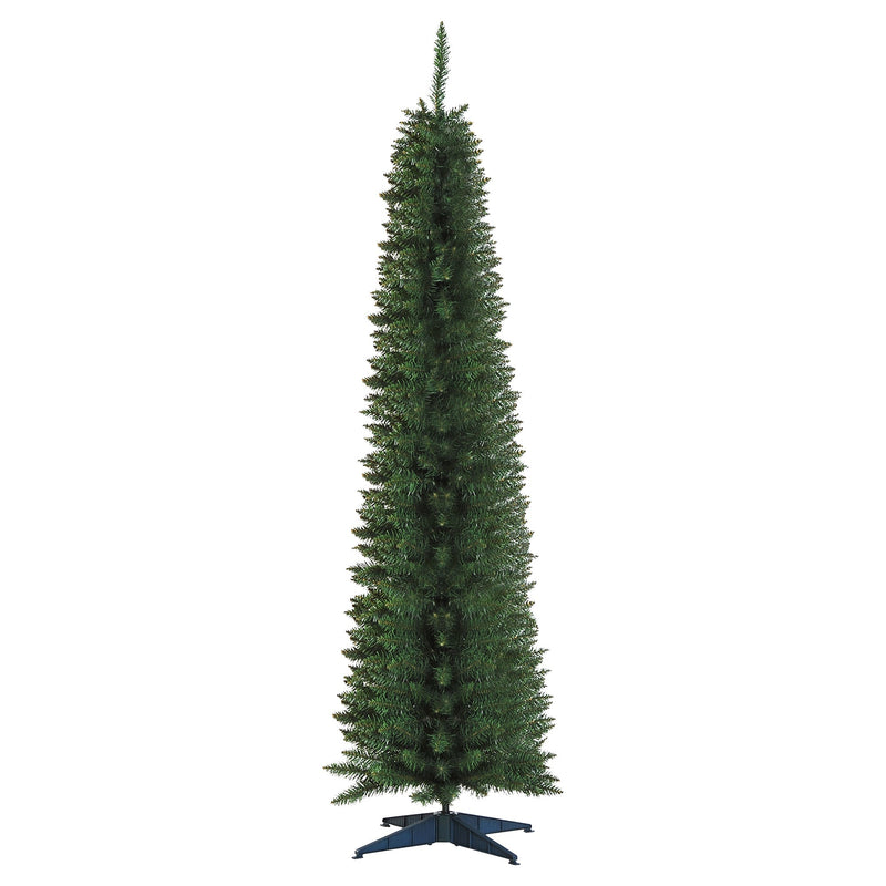 Second studio view of the 7ft green pencil Christmas tree on its stand
