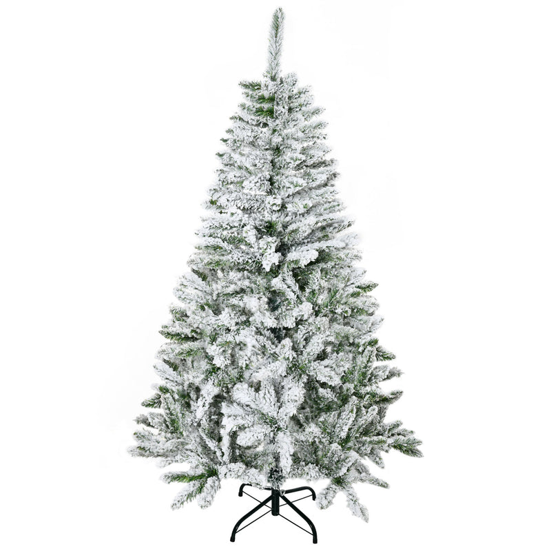 Second studio photo of the snow flocked tree on a plain white background