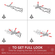 Four-step diagram showing how to spread out the branch tips, with a 20-25 minute shaping time