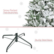 Panel showing snow-flocked tree branches and a sturdy steel base