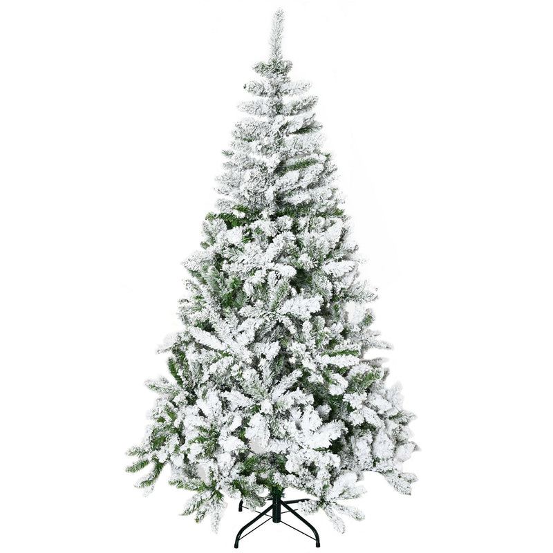 Second studio photo of the snow flocked tree on a plain white background