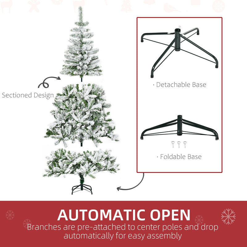 Assembly diagram showing the sectioned design, automatic open branches and a detachable, foldable base