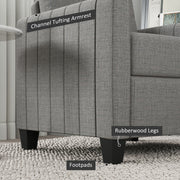 Light Grey Modern Boxy Armchair with Linen Look Upholstery by HOMCOM