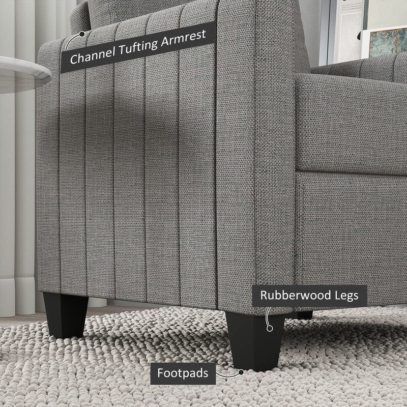 Light Grey Modern Boxy Armchair with Linen Look Upholstery by HOMCOM