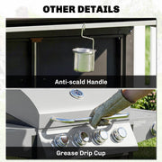 4 Burner Gas BBQ Grill with Side Burner and Warming Rack for Easy Outdoor Cooking Black Outsunny