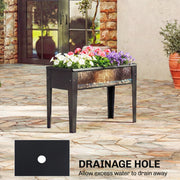 Raised Metal Garden Planter for Easy Standing Gardening on Balconies and Patios Black AOSOM