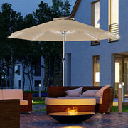 Khaki 3m Garden Parasol With Solar LED Lights For Shaded Outdoor Relaxation