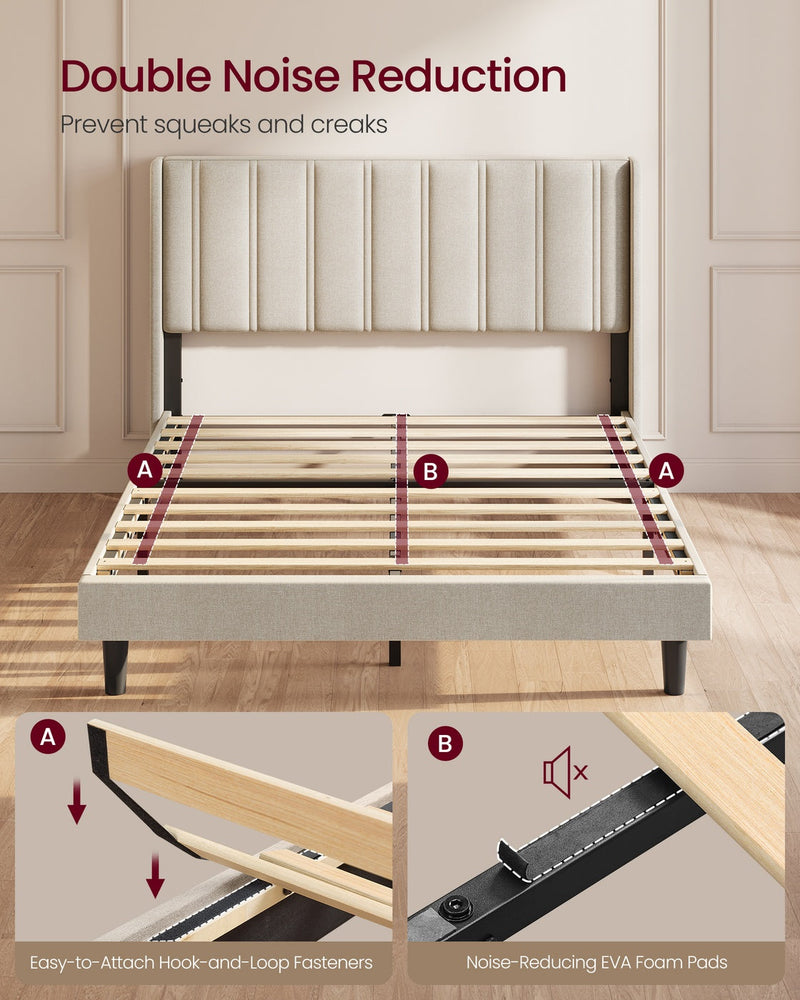 Cappuccino bed slat base with noise-reducing slat fixings