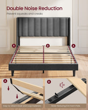 Slat base with hook-and-loop fasteners and EVA foam pads for noise reduction