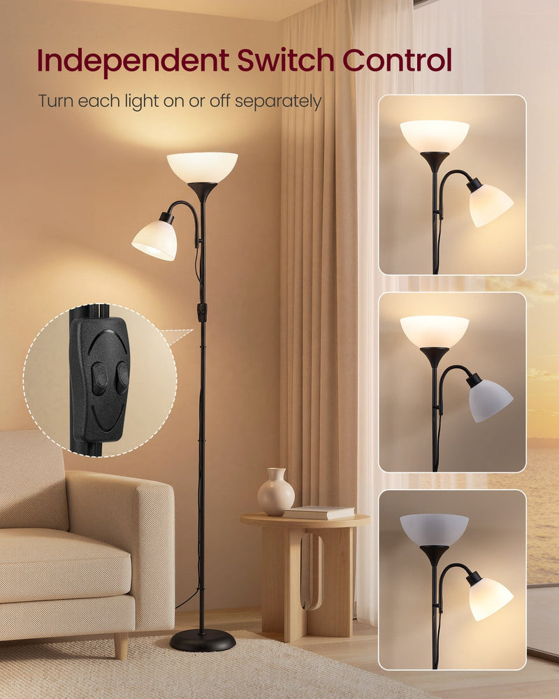 Close-up of the inline rocker switch that turns the uplight and reading light on separately