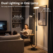 Diagram showing the 180 degree main light and 350 degree rotating reading light