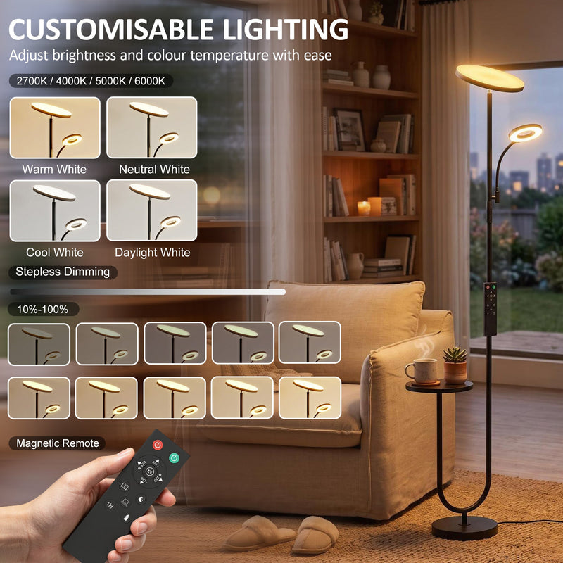 Four colour temperature options and dimming levels controlled by the magnetic remote