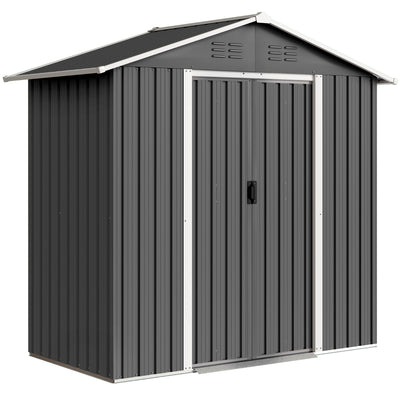 Metal Garden Storage Shed with Double Sliding Doors and Vents for Secure Outdoor Organisation Dark Grey Outsunny