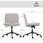 Armless Swivel Office Chair with Wheels and Criss Cross Back for Home or Desk Use Beige AOSOM
