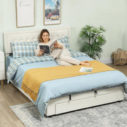 King Size Ottoman Storage Bed Cream White - detail 4