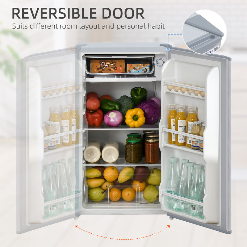 91L Under Counter Fridge Freezer With Chiller Box Adjustable Thermostat Grey