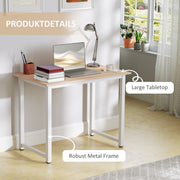 White Computer Desk 100cm Home Office Writing Table with Metal Frame by HOMCOM