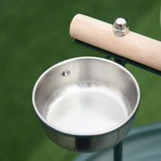 Green Bird Perch Stand with Wheels and Feeding Bowls for Small and Medium Birds by PawHut