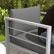 Set of 2 Modern Garden Armchairs with Cushions and Metal Frame for Patio or Balcony Charcoal Grey