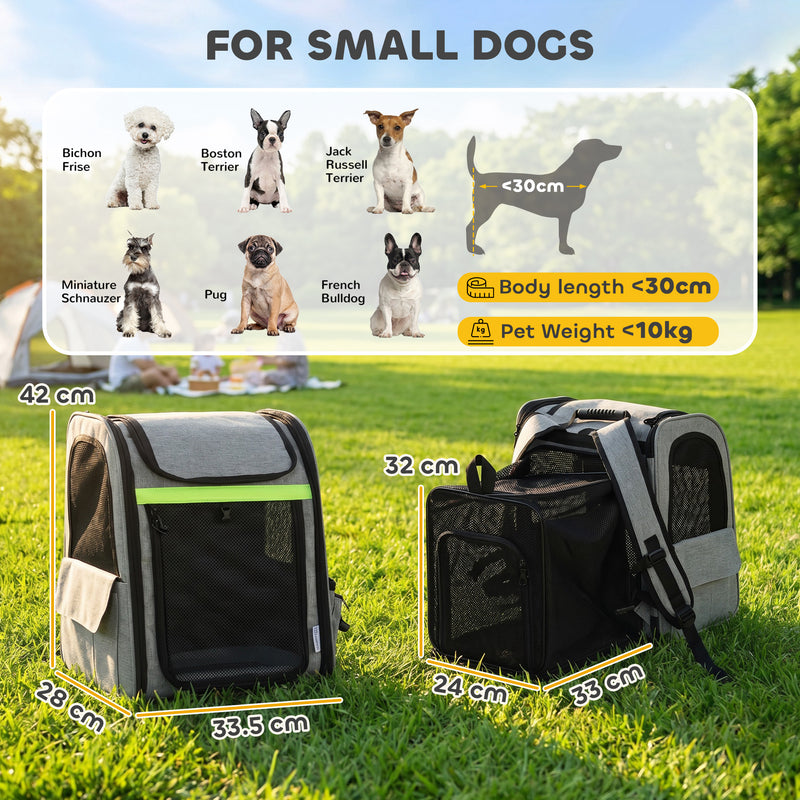 Backpack Pet Carrier with Expandable Space for Cats and Small Dogs Light Grey