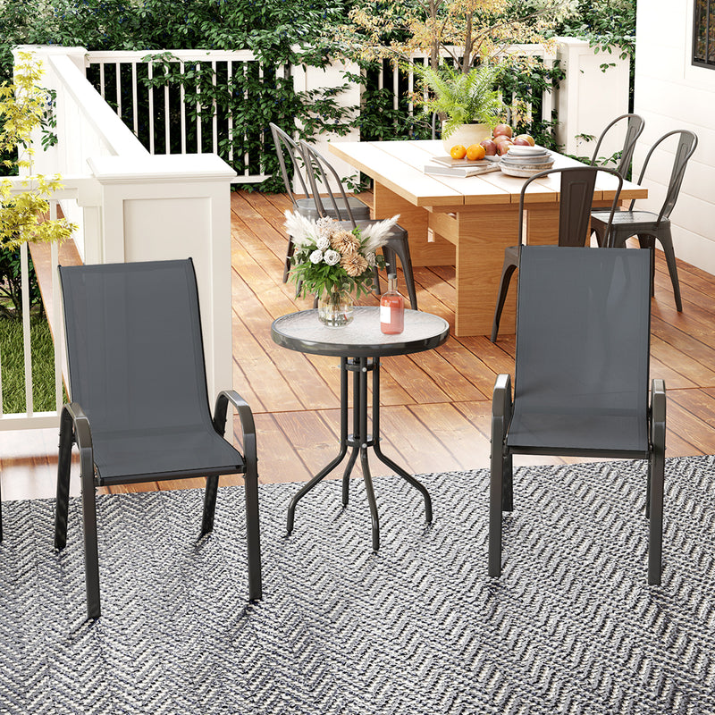 Three Piece Grey Outdoor Garden Furniture Set for Patio and Decking by Outsunny