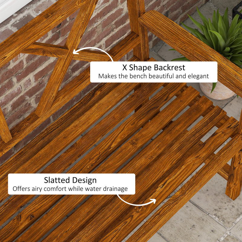 Natural Fir Wood Two Seater Garden Bench With Storage Shelf For Patio Or Balcony Use