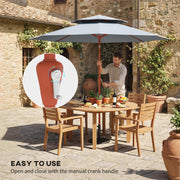 2 Tier Patio Umbrella for Garden Shade with Rotating Double Canopy and Easy Crank Outsunny