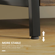 Industrial Style Brown and Black Work Desk with Storage Shelves for Home Office Use